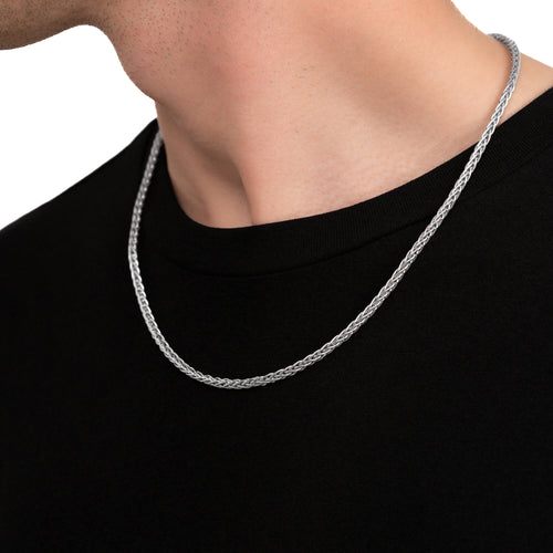 ZESTAW ŁAŃCUSZKÓW PLECIONYCH ZE SREBRA 925 RODOWANEGO 3,60MM - IDENTIM®