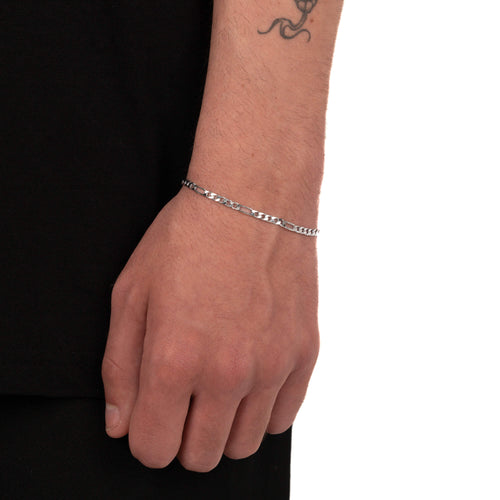 BRANSOLETKA ŁAŃCUSZKOWA FIGARO SREBRO 925 RODOWANE 3,40MM - IDENTIM®