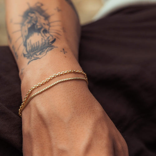 ZESTAW BRANSOLETEK ERBS FRANCO ZŁOTA BRANSOLETKA 925 SREBRO POZŁACANE 18 KARATOWYM ZŁOTEM - IDENTIM®