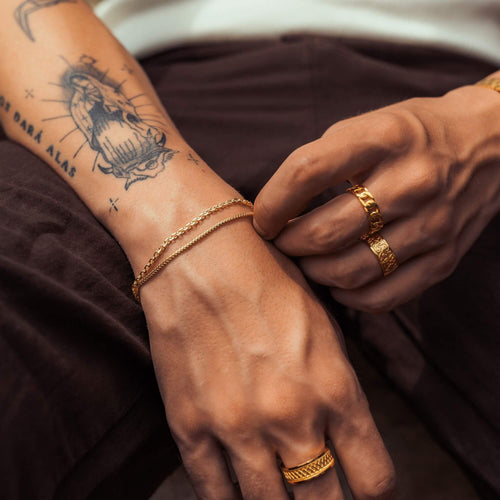 ZESTAW BRANSOLETEK ERBS FRANCO ZŁOTA BRANSOLETKA 925 SREBRO POZŁACANE 18 KARATOWYM ZŁOTEM - IDENTIM®