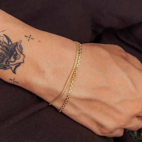 ZESTAW BRANSOLETEK ERBS FRANCO ZŁOTA BRANSOLETKA 925 SREBRO POZŁACANE 18 KARATOWYM ZŁOTEM - IDENTIM®