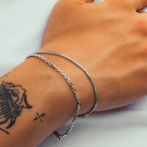 ZESTAW BRANSOLETEK ERBS FRANCO SREBRNA BRANSOLETKA 925 SREBRO RODOWANE - IDENTIM®