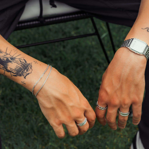 ZESTAW BRANSOLETEK ERBS FRANCO SREBRNA BRANSOLETKA 925 SREBRO RODOWANE - IDENTIM®