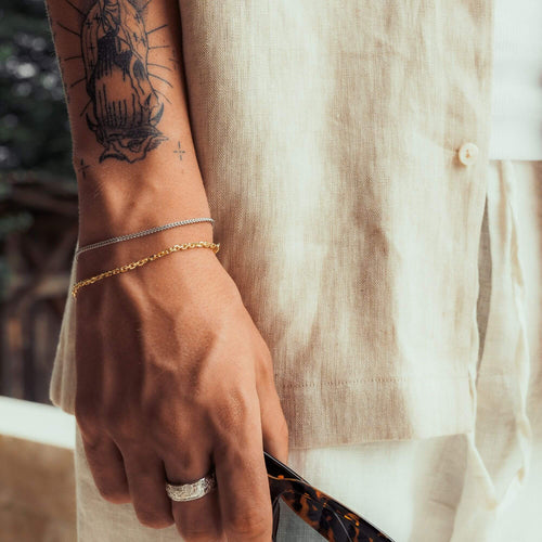 ZESTAW BRANSOLETEK ERBS FRANCO SREBRNO-ZŁOTA BRANSOLETKA 925 SREBRNA DWUKOLOROWA - IDENTIM®