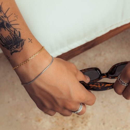 ZESTAW BRANSOLETEK ERBS FRANCO SREBRNO-ZŁOTA BRANSOLETKA 925 SREBRNA DWUKOLOROWA - IDENTIM®