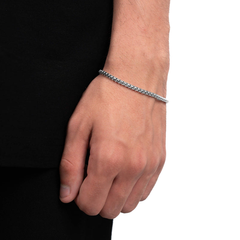 WENECKA BRANSOLETKA ŁAŃCUSZKOWA PUDEŁKO 925 SREBRO RODOWANE 3,30MM