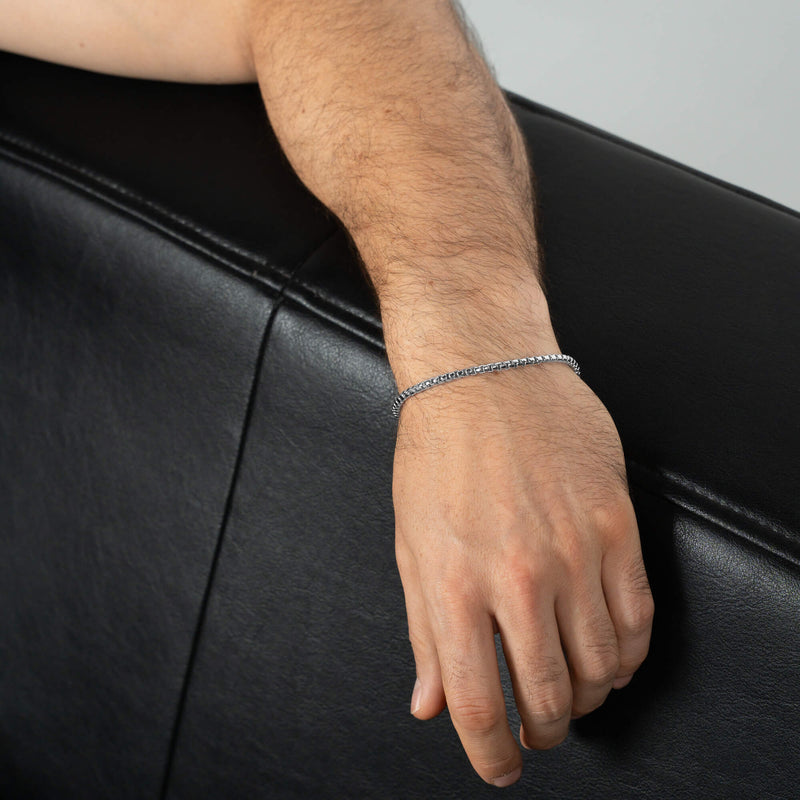 WENECKA BRANSOLETKA ŁAŃCUSZKOWA PUDEŁKO 925 SREBRO RODOWANE 3,30MM