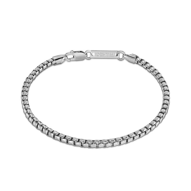 WENECKA BRANSOLETKA ŁAŃCUSZKOWA PUDEŁKO 925 SREBRO RODOWANE 3,30MM