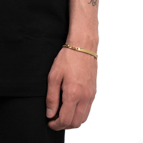 BRANSOLETKA IDENTYFIKACYJNA ARMOUR CUBAN ZE SREBRA 925 POZŁACANEGO 18-KARATOWYM ZŁOTEM - IDENTIM®