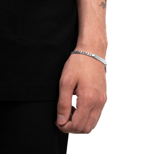 BRANSOLETKA IDENTYFIKACYJNA ARMOUR MATOWE SREBRO 925 RODOWANE - IDENTIM®