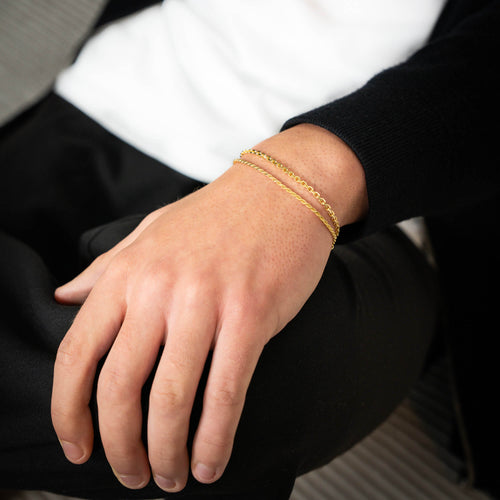 ZESTAW BRANSOLETKA SZNUREK ERBS SREBRO 925 POZŁACANE 18 KARATOWYM ZŁOTEM - IDENTIM®