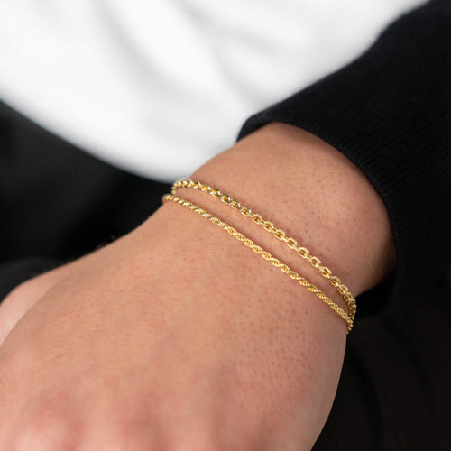 ZESTAW BRANSOLETKA SZNUREK ERBS SREBRO 925 POZŁACANE 18 KARATOWYM ZŁOTEM - IDENTIM®