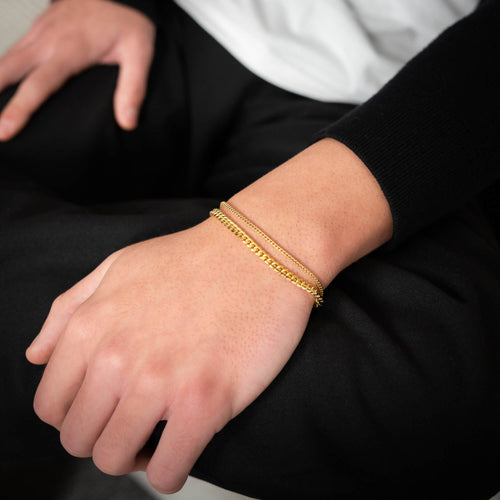 ZESTAW BRANSOLETEK PANZER FRANCO ZE SREBRA 925 POZŁACANEGO 18-KARATOWYM ZŁOTEM - IDENTIM®