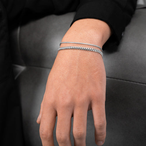 ZESTAW BRANSOLETEK PANZER FRANCO SREBRNA BRANSOLETKA 925 SREBRO RODOWANE - IDENTIM®