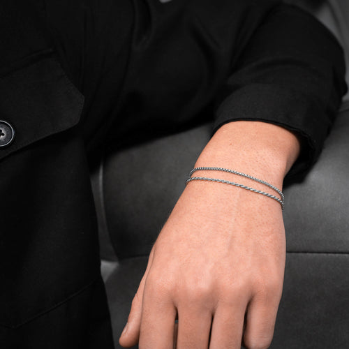 ZESTAW BRANSOLETKA VENEZIA CORD SREBRO 925 RODOWANE - IDENTIM®