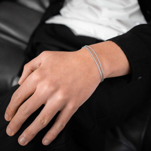 ZESTAW BRANSOLETKA FRANCO CORD SREBRO 925 RODOWANE - IDENTIM®