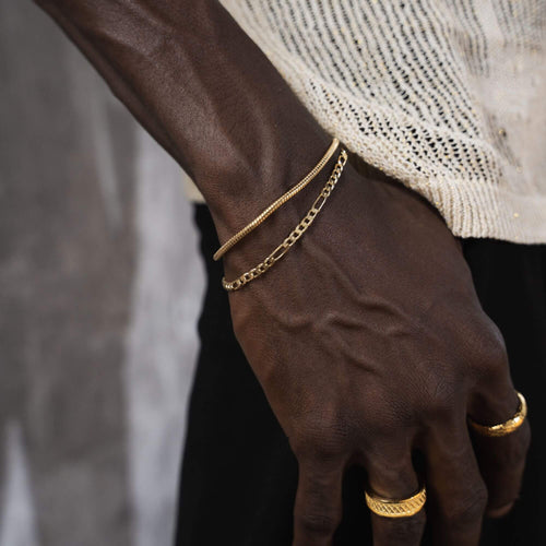 ZESTAW ŁAŃCUSZKÓW WĘŻOWYCH ZE SREBRA 925 POZŁACANEGO 18-KARATOWYM ZŁOTEM 2,50MM - IDENTIM®