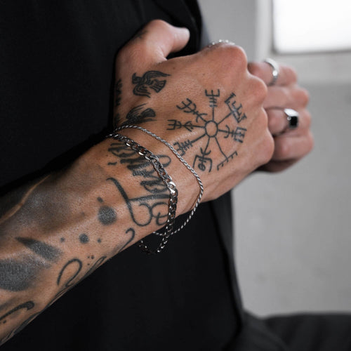 BRANSOLETKA ZESTAW ARMOUR CORD SREBRNA BRANSOLETKA 925 SREBRO RODOWANE - IDENTIM®