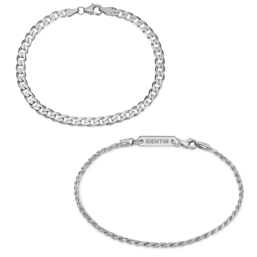 BRANSOLETKA ZESTAW ARMOUR CORD SREBRNA BRANSOLETKA 925 SREBRO RODOWANE - IDENTIM®