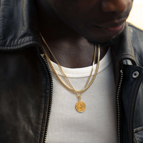 NASZYJNIK Z KOMPASEM NA ŁAŃCUSZKU, SREBRO 925 POZŁACANE 18-KARATOWYM ZŁOTEM - IDENTIM®