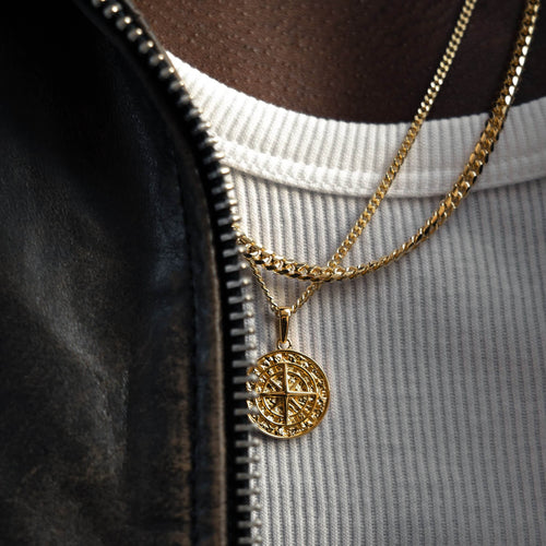 NASZYJNIK Z KOMPASEM NA ŁAŃCUSZKU, SREBRO 925 POZŁACANE 18-KARATOWYM ZŁOTEM - IDENTIM®