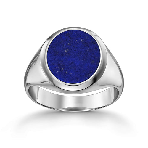 PIERŚCIONEK Z PLOMBĄ LAPIS OVAL 585, BIAŁE ZŁOTO 750, PLATYNA 950 - IDENTIM®