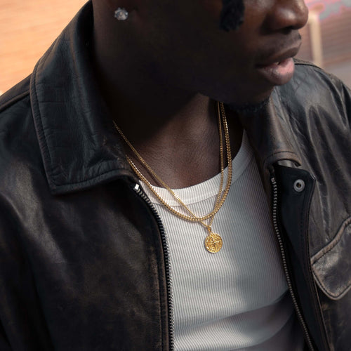 NASZYJNIK Z KOMPASEM NA ŁAŃCUSZKU, SREBRO 925 POZŁACANE 18-KARATOWYM ZŁOTEM - IDENTIM®