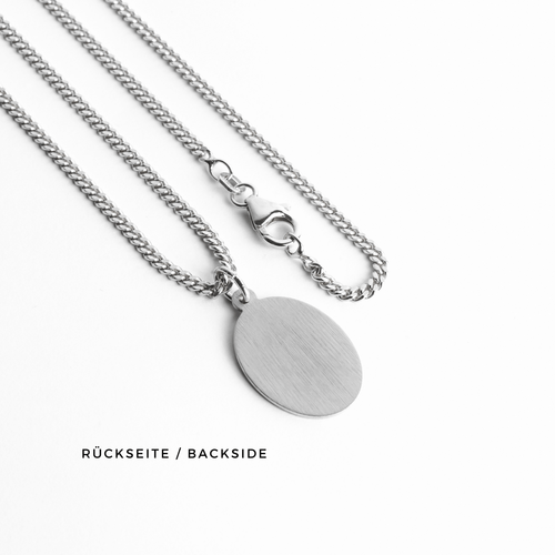 OWALNY NASZYJNIK Z BLASZKĄ DO GRAWEROWANIA, SREBRO 925 RODOWANE - IDENTIM®