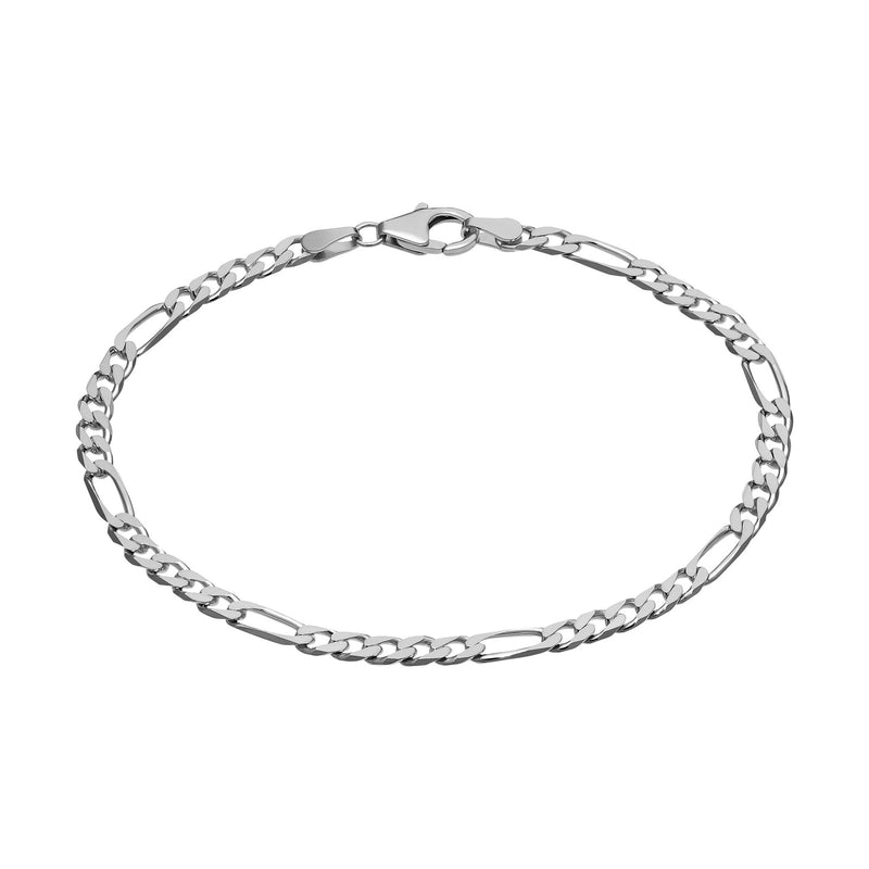 BRANSOLETKA ŁAŃCUSZKOWA FIGARO SREBRO 925 RODOWANE 3,40MM