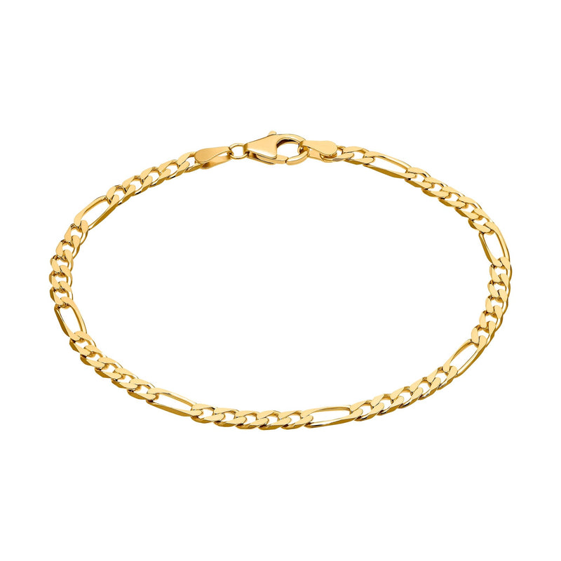 BRANSOLETKA ŁAŃCUSZKOWA FIGARO 3.40MM SREBRO 925 POZŁACANE 18 KARATOWYM ZŁOTEM