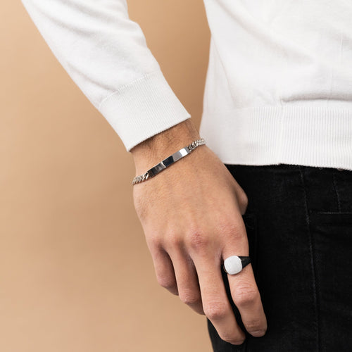 BRANSOLETKA IDENTYFIKACYJNA ARMOUR ZE SREBRA 925 RODOWANEGO - IDENTIM®