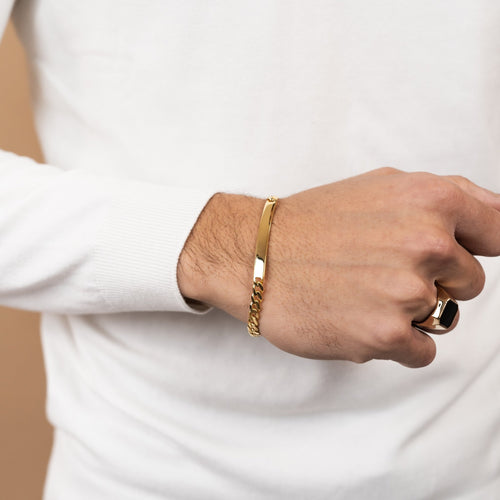 BRANSOLETKA IDENTYFIKACYJNA ARMOUR CUBAN ZE SREBRA 925 POZŁACANEGO 18-KARATOWYM ZŁOTEM - IDENTIM®