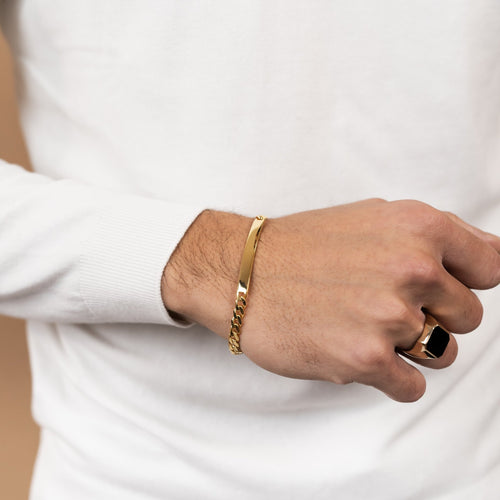 BRANSOLETKA IDENTYFIKACYJNA ARMOUR CUBAN ZE SREBRA 925 POZŁACANEGO 18-KARATOWYM ZŁOTEM - IDENTIM®