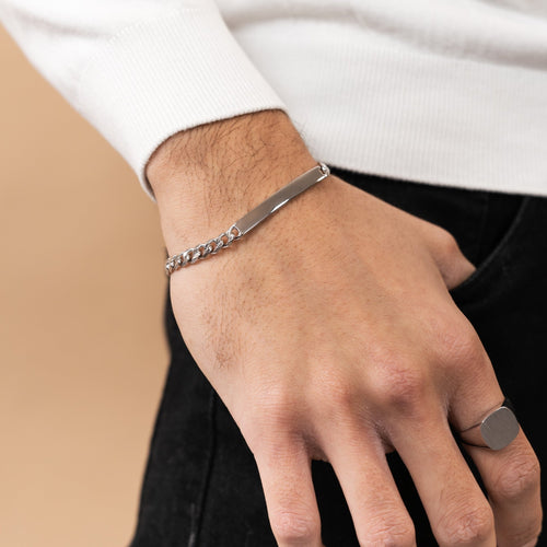 BRANSOLETKA ID ARMOUR CUBAN ZE SREBRA 925 RODOWANEGO - IDENTIM®