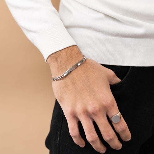 BRANSOLETKA ID ARMOUR CUBAN ZE SREBRA 925 RODOWANEGO - IDENTIM®