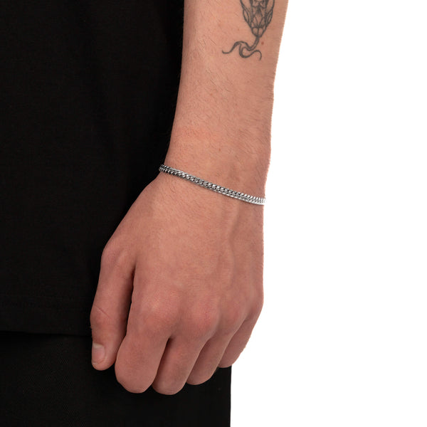BRANSOLETKA CUBAN Z ŁAŃCUSZKÓW PRÓBY 925 ZE SREBRA RODOWANEGO 4,00 MM - IDENTIM®
