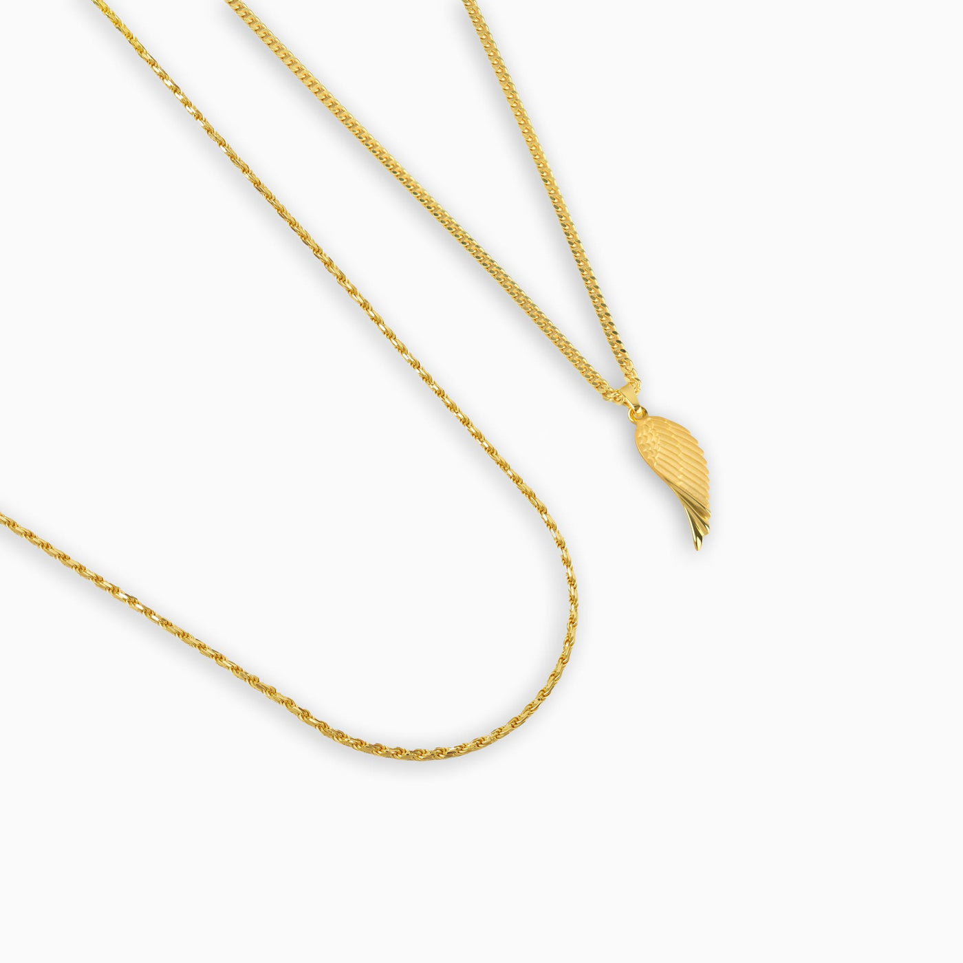 ZESTAW NASZYJNIKÓW ZE SKRZYDEŁKAMI ZE SREBRA 925 POZŁACANEGO 18-KARATOWYM ZŁOTEM