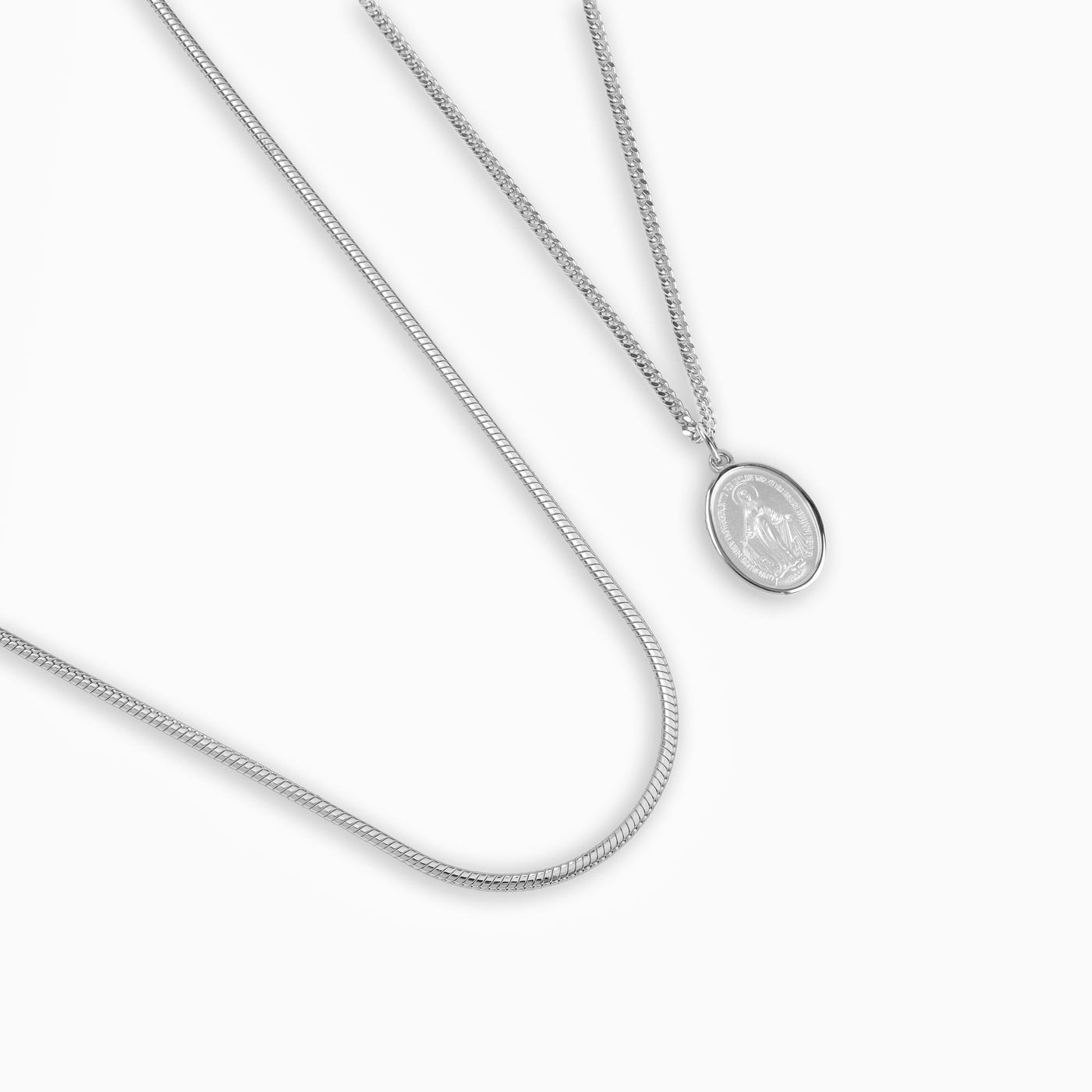 NASZYJNIK MADONNA ZESTAW ŁAŃCUSZEK WĄŻ SREBRO 925 RODOWANE