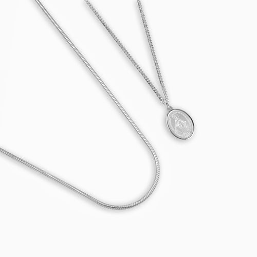 NASZYJNIK MADONNA ZESTAW ŁAŃCUSZEK WĄŻ SREBRO 925 RODOWANE