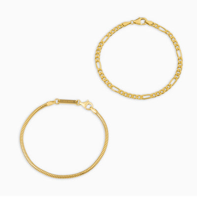 ZESTAW BRANSOLETKA WĄŻ FIGARO ZŁOTA BRANSOLETKA 925 SREBRO 18 KARATOWE POZŁACANE