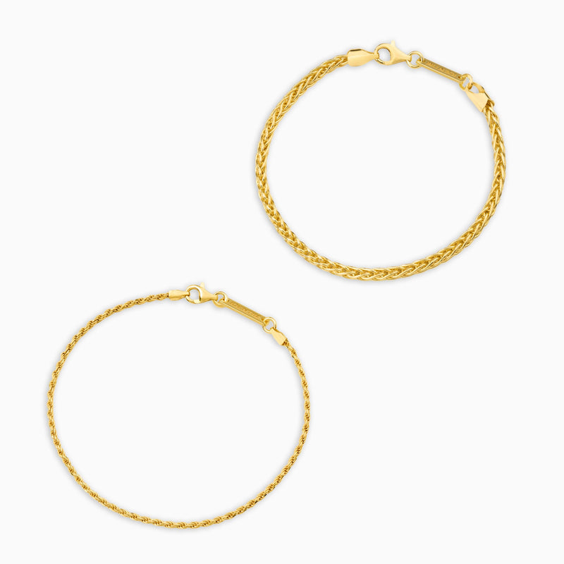 ZESTAW BRANSOLETKA PLECIONY SZNUREK ZŁOTA BRANSOLETKA 925 SREBRO 18 KARATOWE POZŁACANE