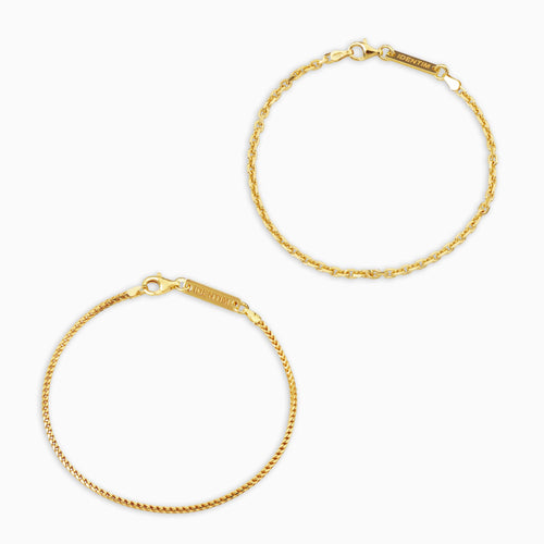 ZESTAW BRANSOLETEK ERBS FRANCO ZŁOTA BRANSOLETKA 925 SREBRO POZŁACANE 18 KARATOWYM ZŁOTEM