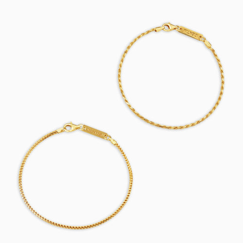 ZESTAW BRANSOLETEK FRANCO CORD SREBRO 925 POZŁACANE 18-KARATOWYM ZŁOTEM