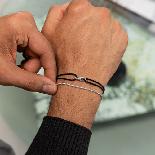 BRANSOLETKA BRILLIANCE BRANSOLETKA Z TKANINY 585 BIAŁE ZŁOTO DIAMENTY LABORATORYJNE