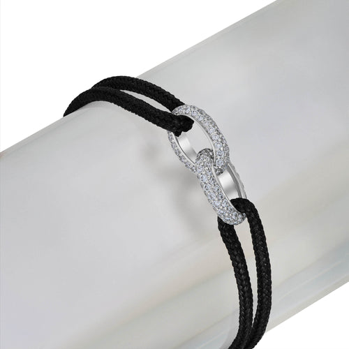 BRANSOLETKA BRILLIANCE BRANSOLETKA Z TKANINY 585 BIAŁE ZŁOTO DIAMENTY LABORATORYJNE