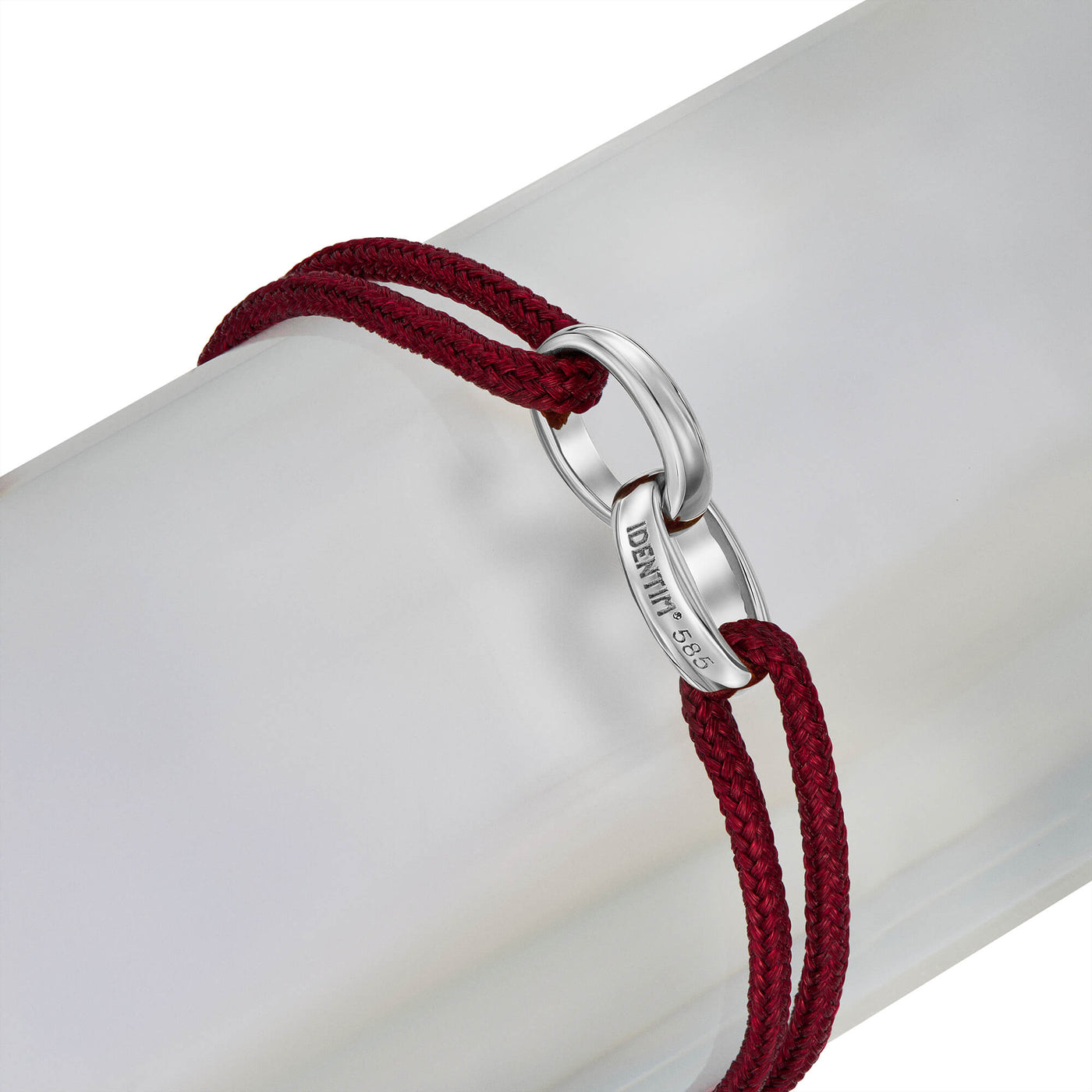 BRANSOLETKA GLORY BORDEAUX STOFFARBAND 585 BIAŁE ZŁOTO