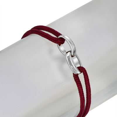 BRANSOLETKA GLORY BORDEAUX STOFFARBAND 585 BIAŁE ZŁOTO