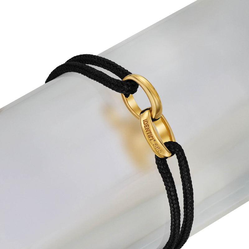 BRANSOLETKA GLORY CZARNA BRANSOLETKA MATERIAŁOWA 585 ZŁOTA