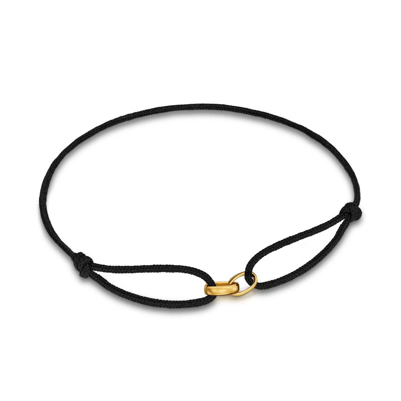 BRANSOLETKA GLORY CZARNA BRANSOLETKA MATERIAŁOWA 585 ZŁOTA