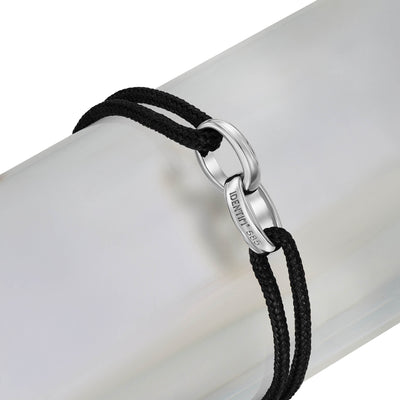 BRANSOLETKA GLORY CZARNY STOFFARMBAND 585 BIAŁE ZŁOTO